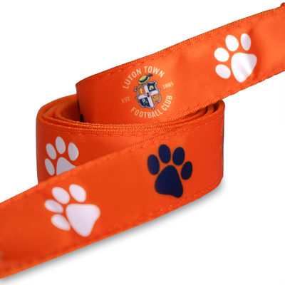 Luton Town Orange Paw Print Dog Collar and Lead Set